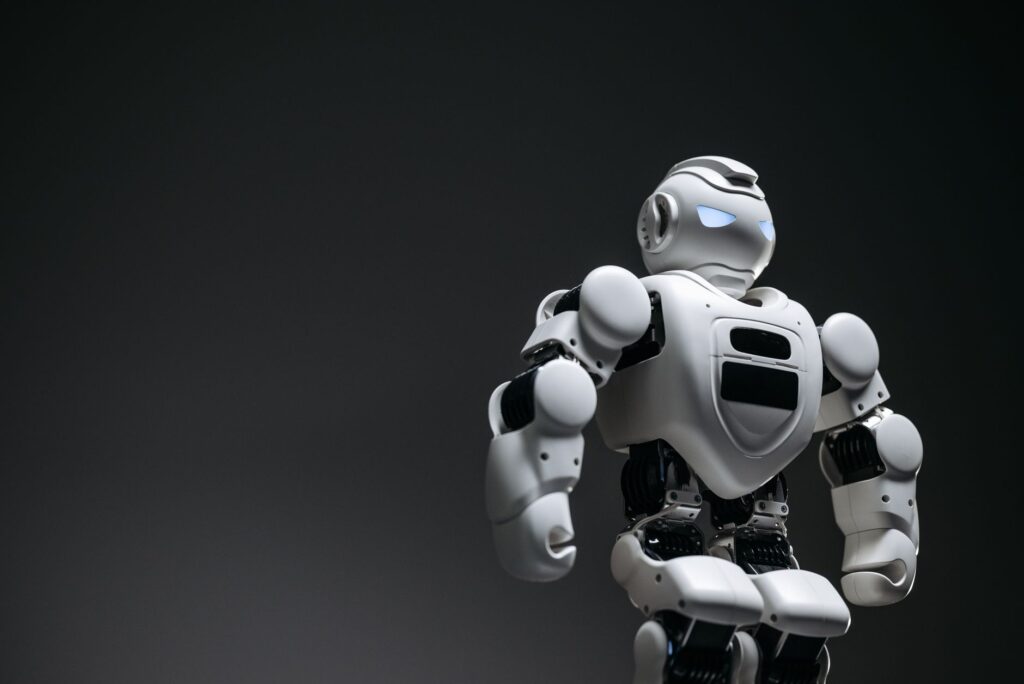 A futuristic robot, captured in a close-up studio shoot, showcasing innovation and design.